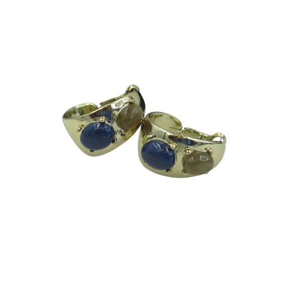 Chico's Earrings Blue and Gold-Tone Hoop Beth NEW $39 - Picture 4 of 5